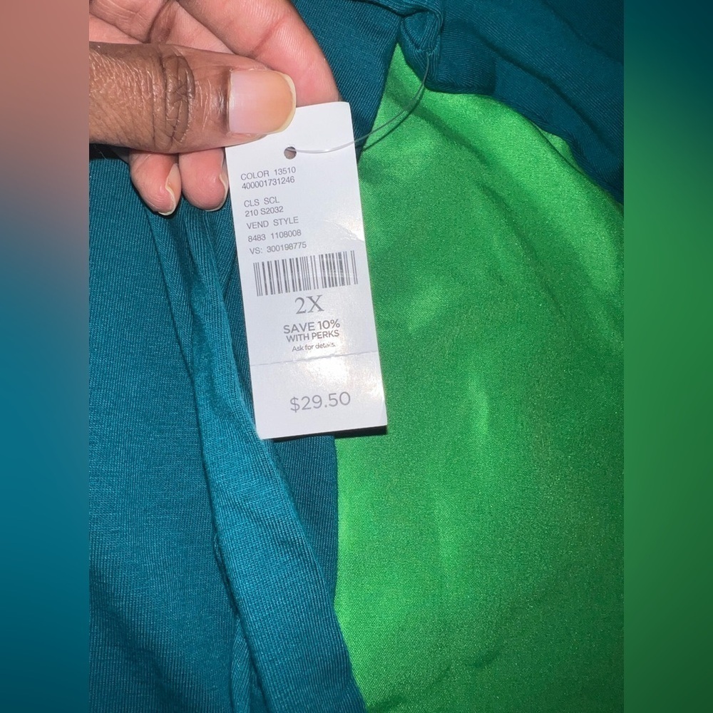 NWT Catherines Vibrant Teal 3/4 Sleeve Blouse size 2X - Picture 7 of 9